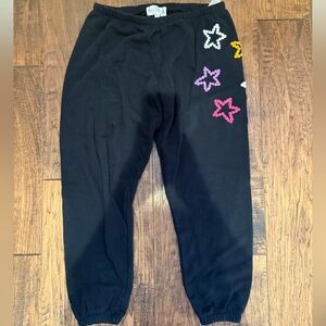 Wildfox Black Joggers with Colorful Stars